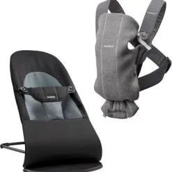 Babybjörn Vippestol Balance Soft Inkl. Bæresele Mini 3D Jersey, Black/Dark Grey
