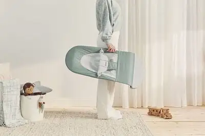 BabyBjörn Balance Soft Vippestol Bomull/Jersey, Grön/Grå 3 BabyBjörn Balance Soft Vippestol Bomull/Jersey, Grön/Grå - Bilde 3