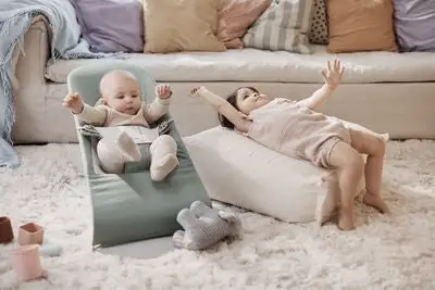 BabyBjörn Balance Soft Vippestol Bomull/Jersey, Grön/Grå 8 BabyBjörn Balance Soft Vippestol Bomull/Jersey, Grön/Grå - Bilde 8